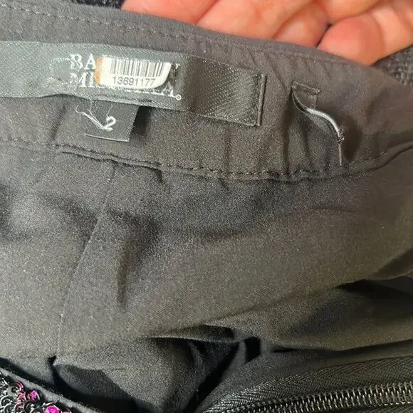 Badgley Mischka Plum Pink black Sequin party Pants Size 2 straight 80's disco - Picture 4 of 6